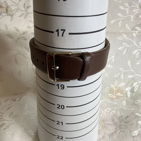 Unisex Classic Round Gold Tone Case World Map Dial Brown Faux Leather Watch - Picture 3 of 5